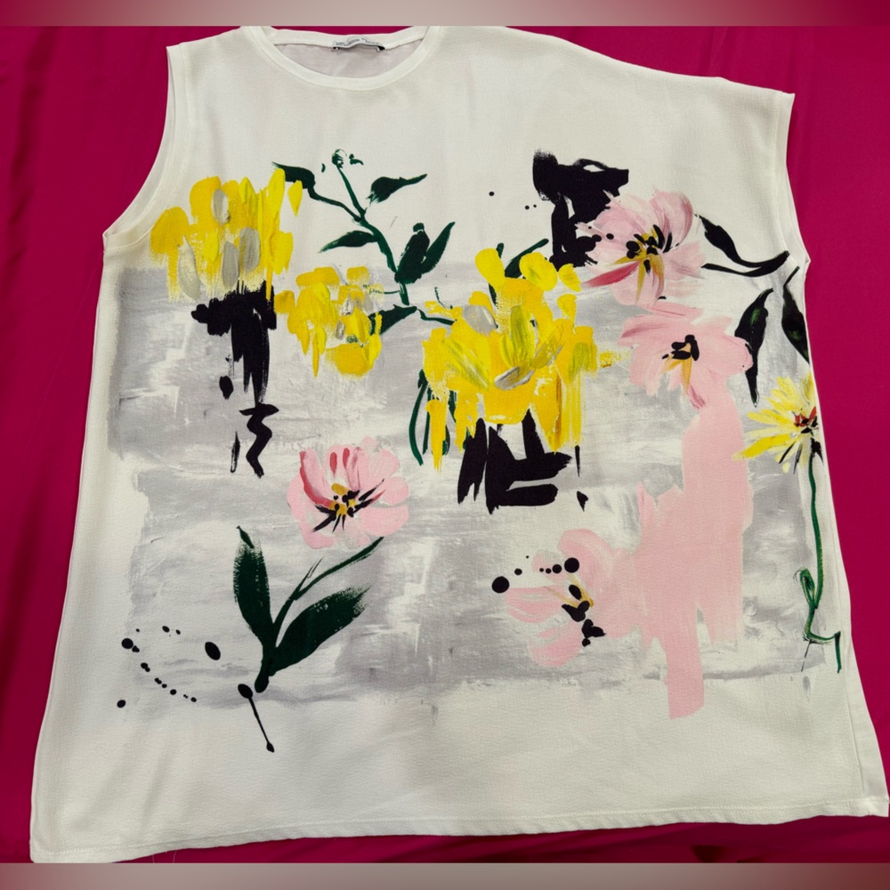 Zara one sleeve floral blouse